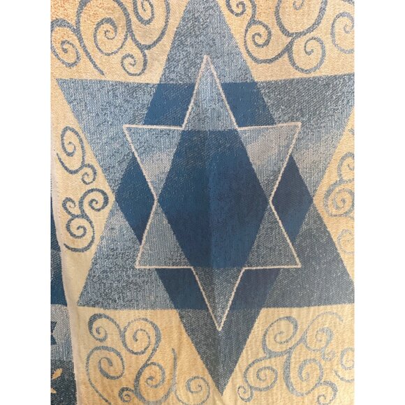 Goodwin Weavers Star of David Throw Blanket 57x45 Judaica Tapestry Cotton Fringe - Picture 3 of 11